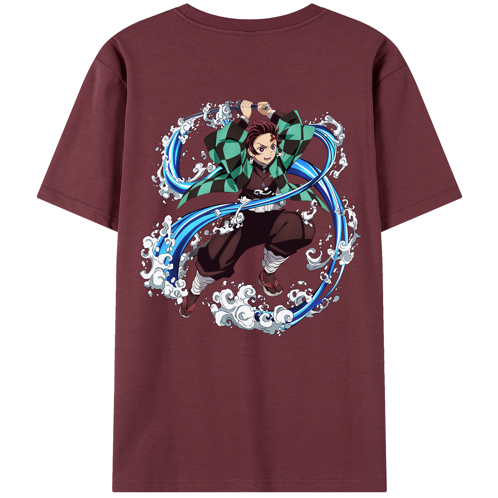 （画像用） 鬼滅の刃 竈門 炭治郎／かまど たんじろう Kamado Tanjirou 綿100％半袖Tシャツ（背面プリント）
